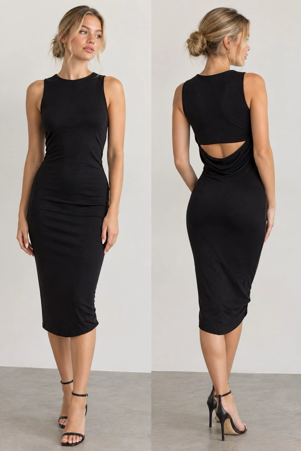 T by Alexander Wang Mesh-Paneled Back Cutout Maxi Dress