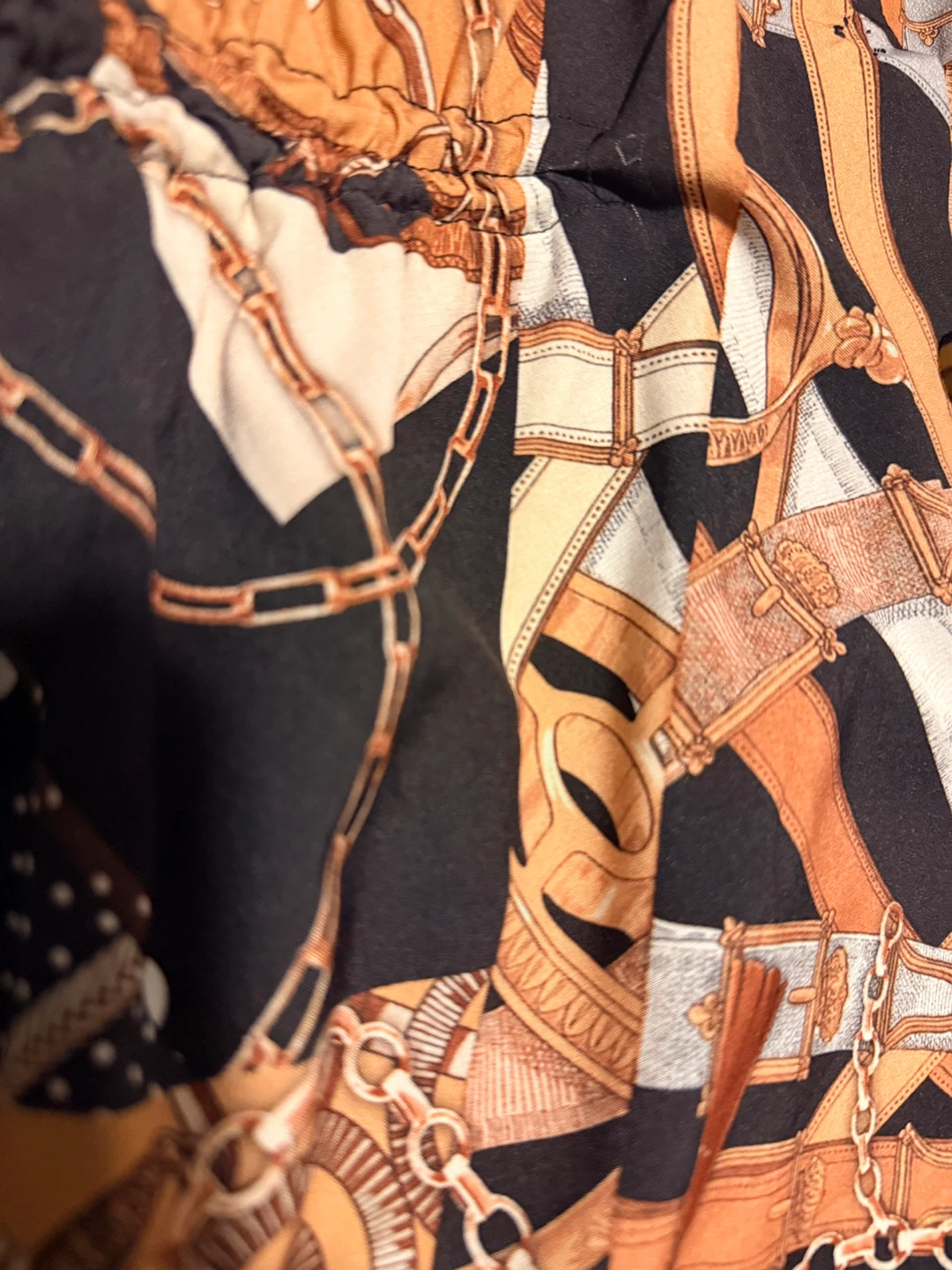 Long-Sleeve Button-Up Shirt with Chain and Belt Print - photo 5