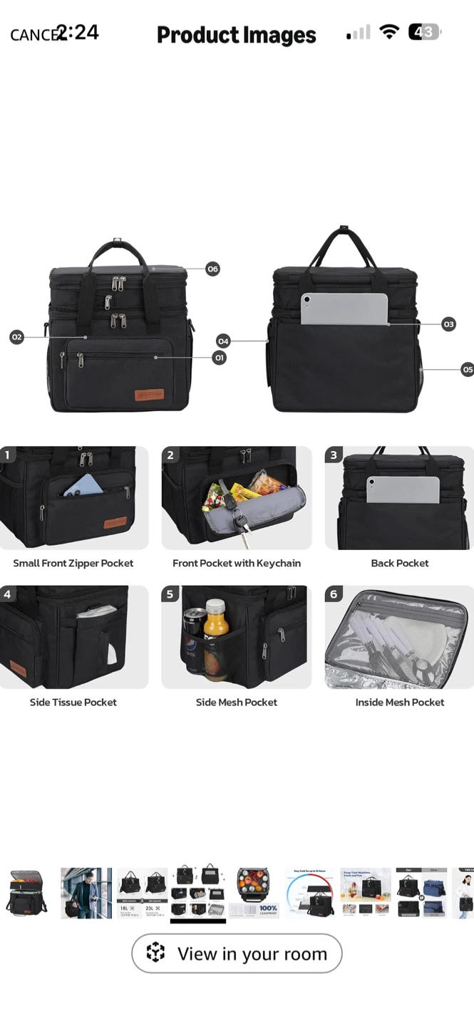 New Double decker insulated lunch cooler bag - photo 3