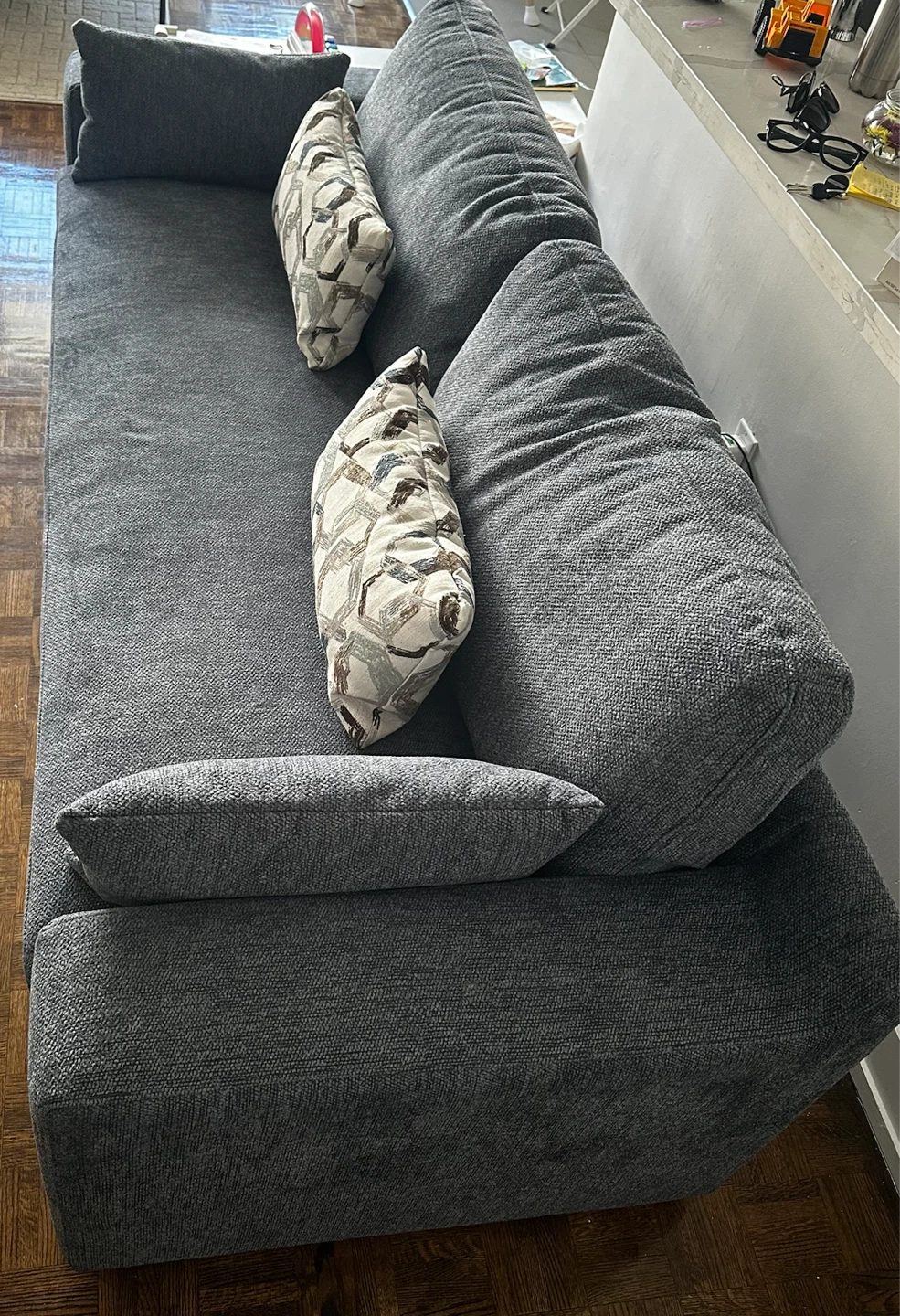 Blue 3- Seater Fabric Sofa - photo 2