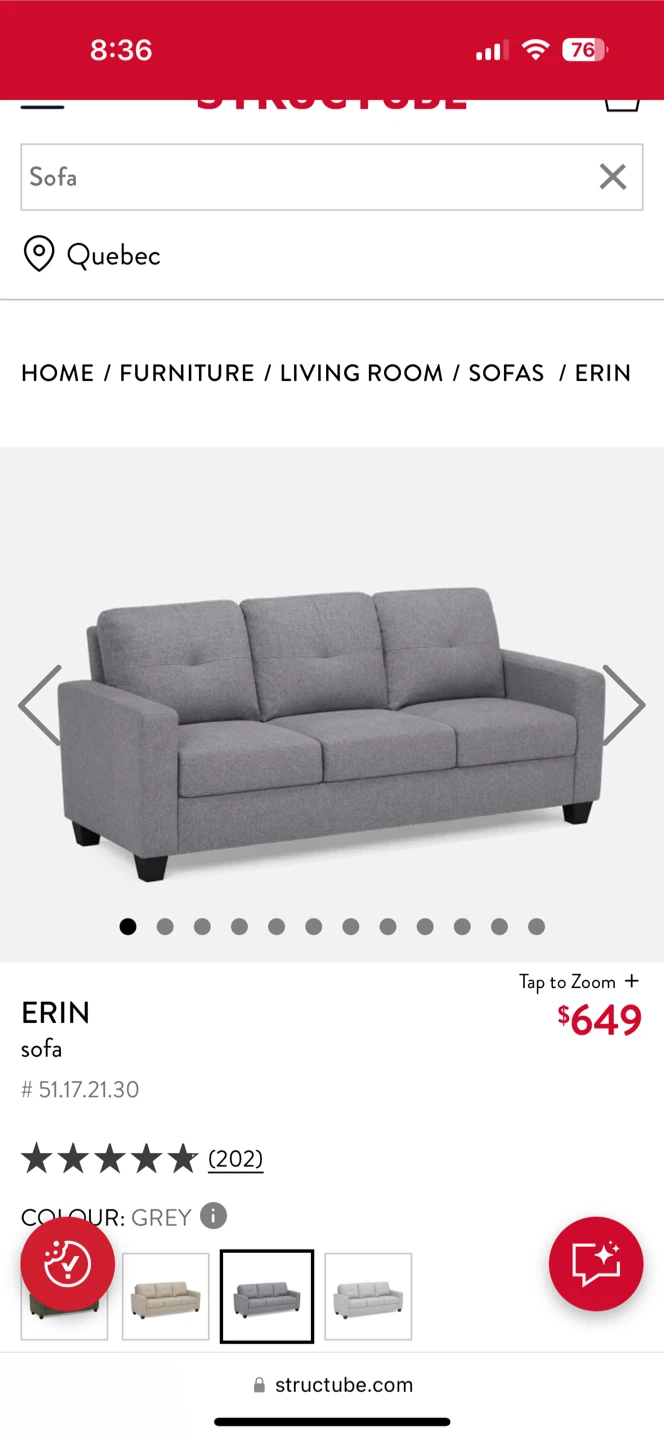 Structube Erin Loveseat - Grey - photo 2