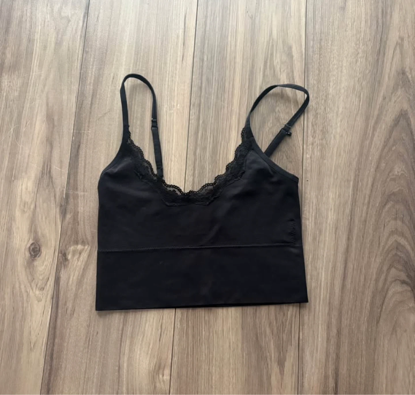 Black Lace Trim Tank Top