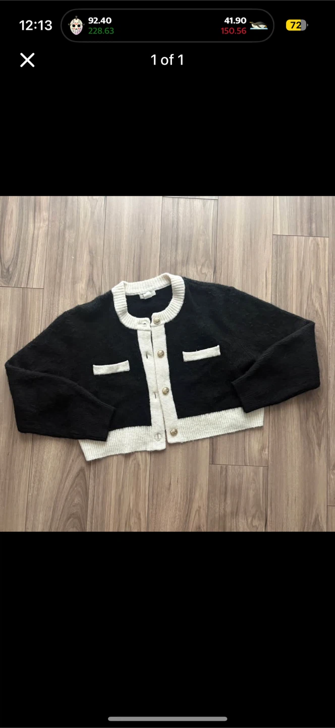 H&M Black and white button-up cardigan