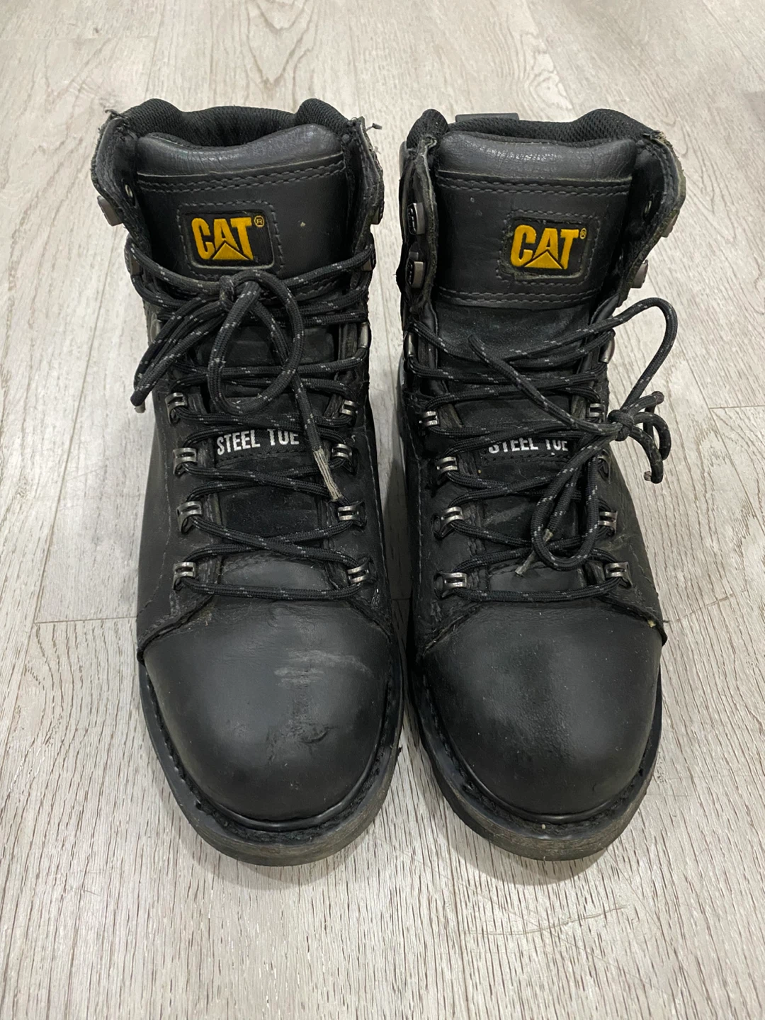 Caterpillar Work Boots Steel Toe Black Sz 7.5