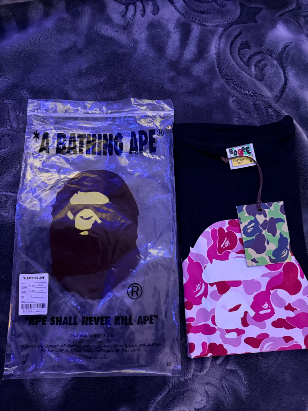 A Bathing Ape Black and Pink Camo T-Shirt