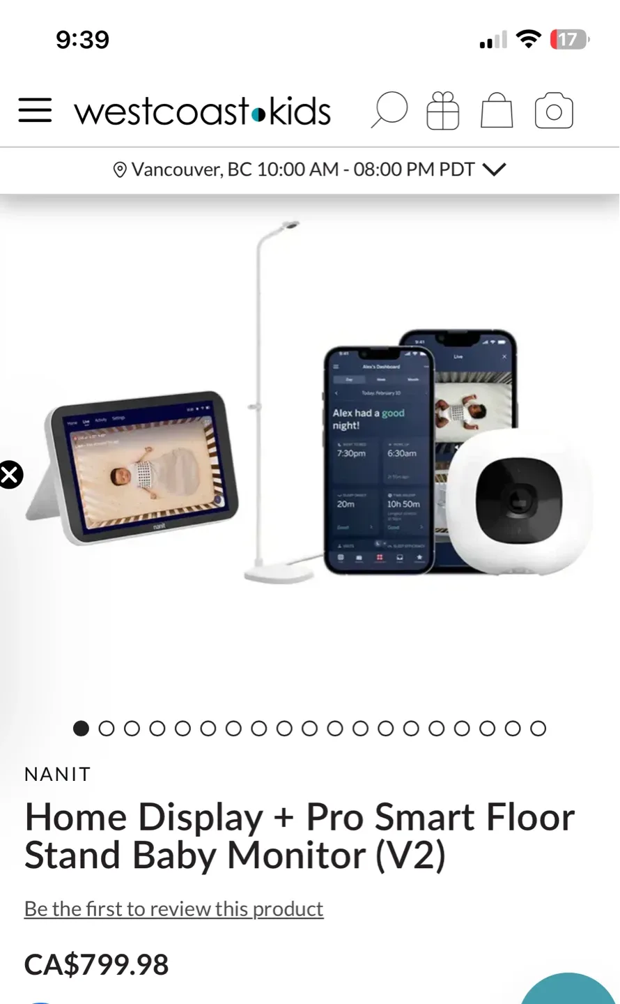 Nanit Home Display + Pro Smart Floor Stand Baby Monitor (V2)