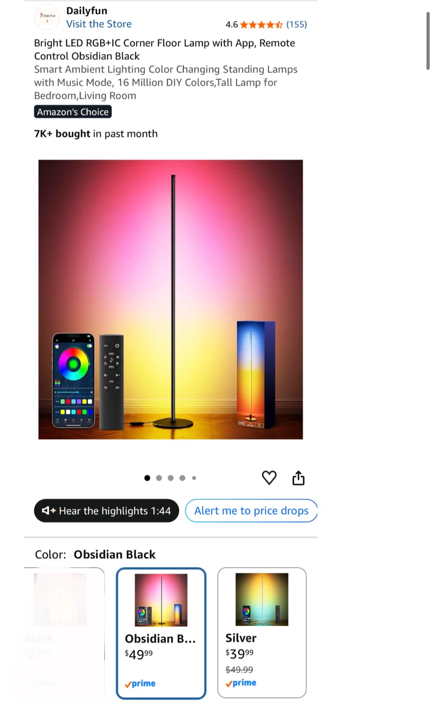 LED RGB Corner Floor Lamp - photo 2