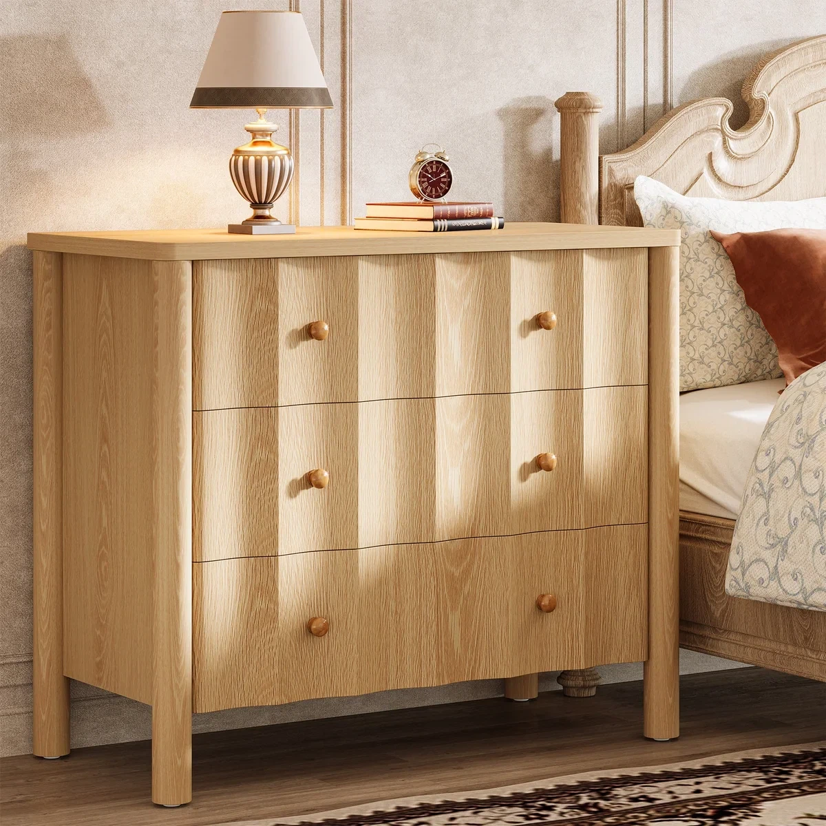 3-Drawer Modern Light Oak Finish Dresser