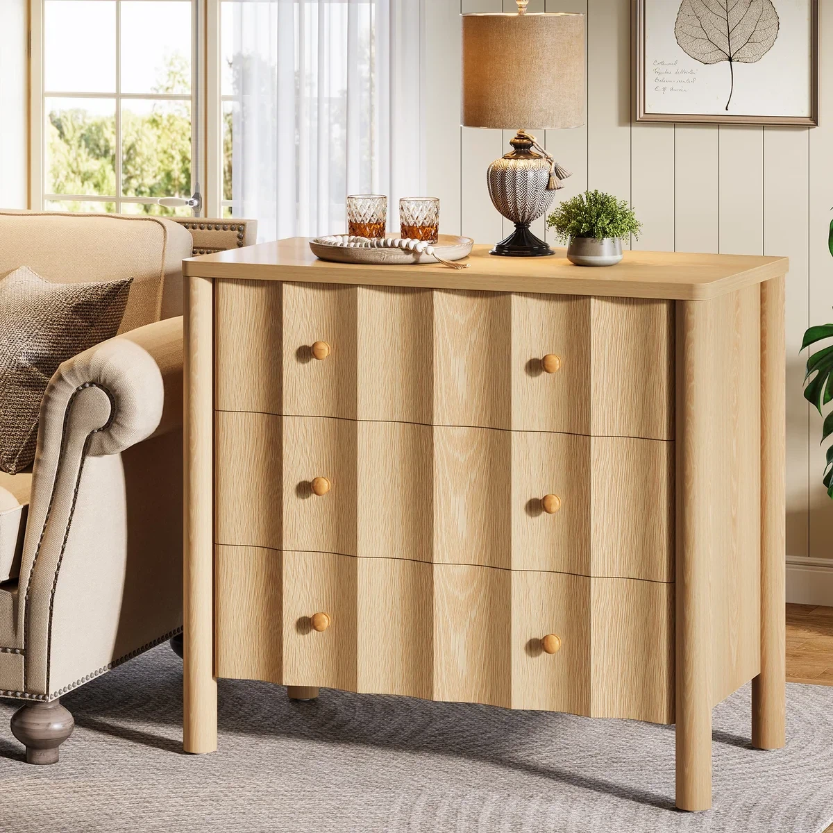 3-Drawer Modern Light Oak Finish Dresser - photo 3