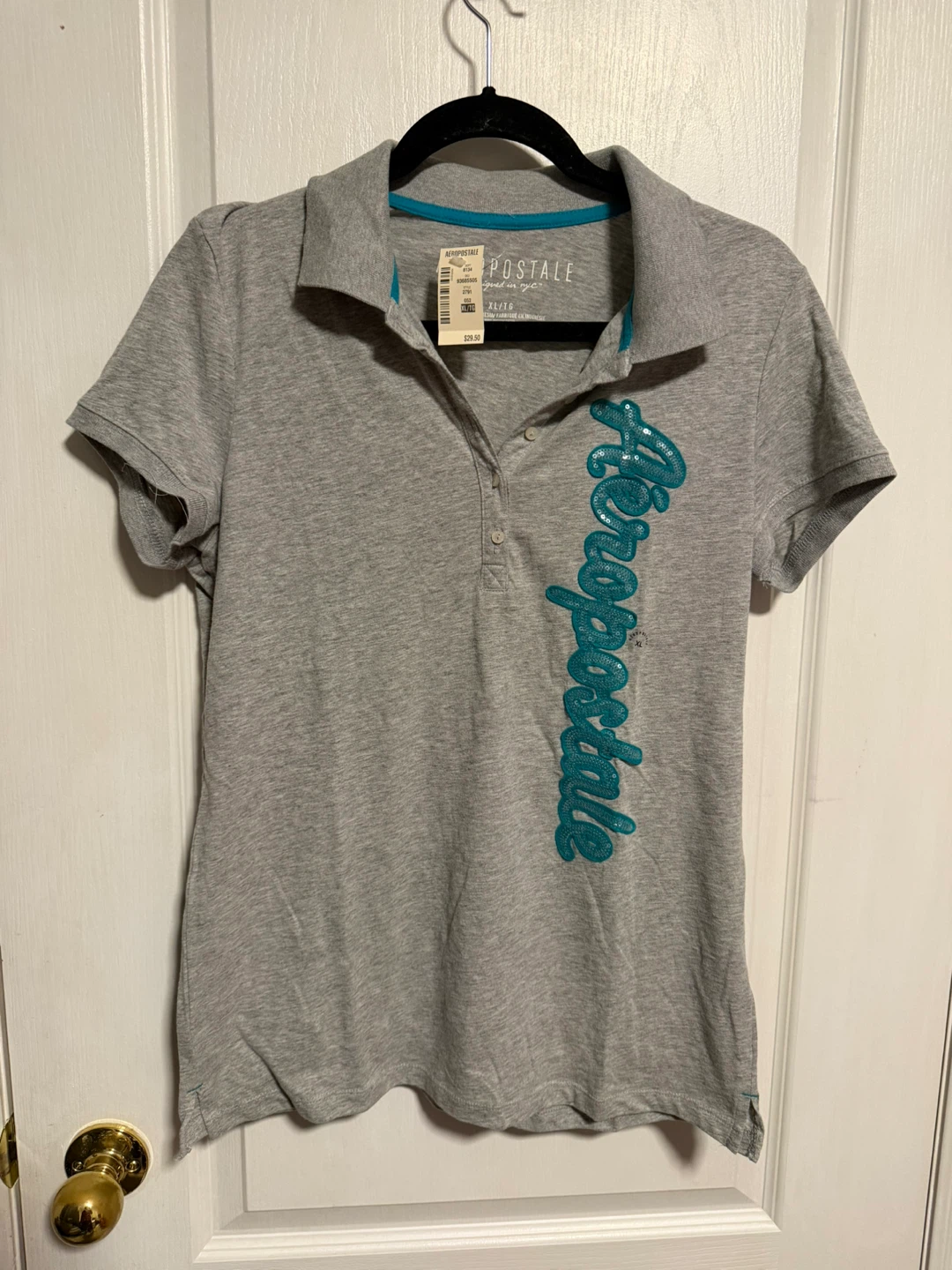 Y2K Aéropostale Grey Polo Shirt Size