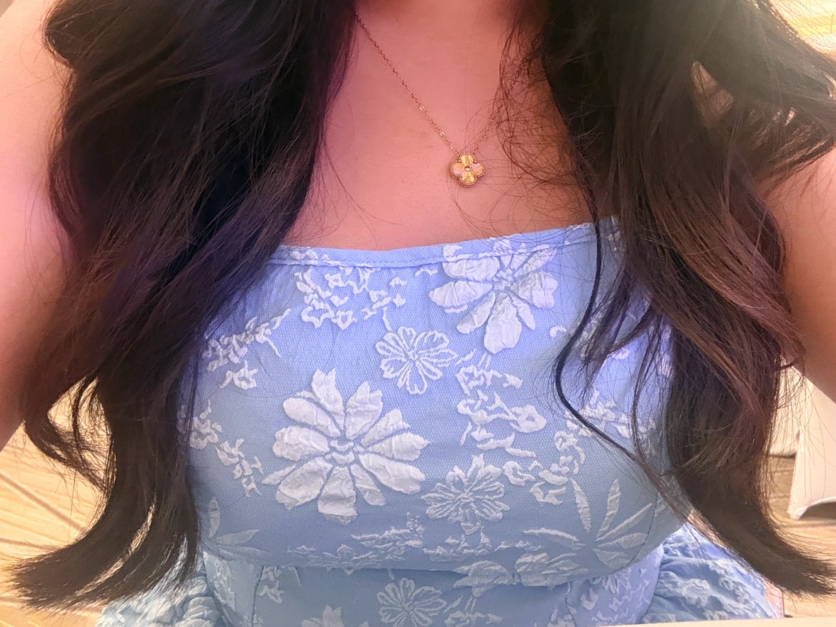Blue Dress with Flower prints - photo 3