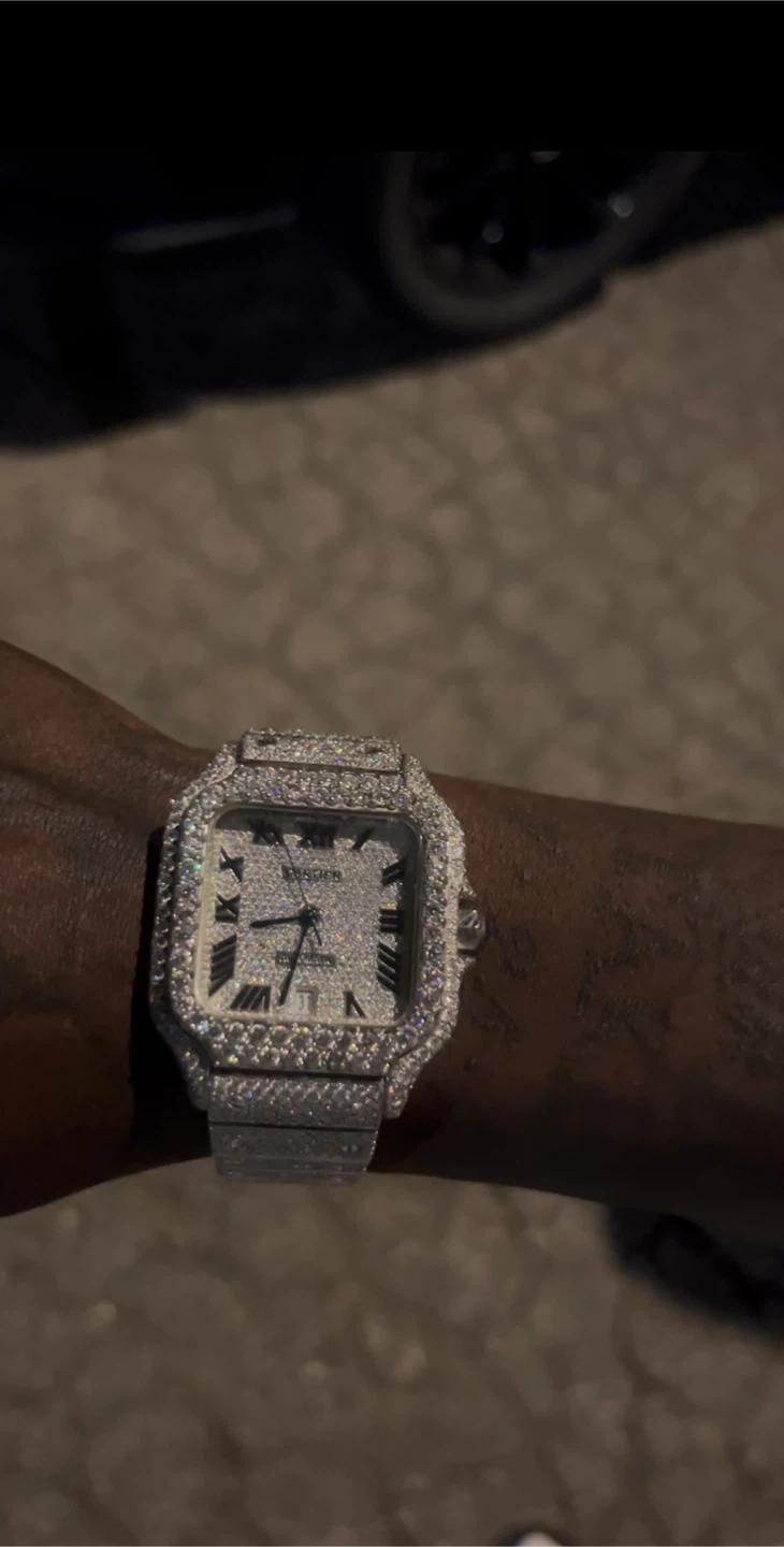 Cartier Santos watch with iced out custom finish - photo 2