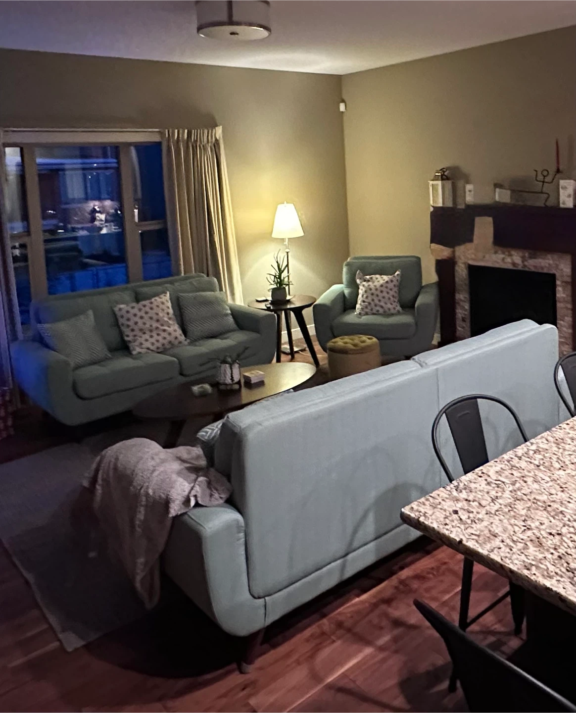 Teal Fabric Sofa Set sectional - photo 2