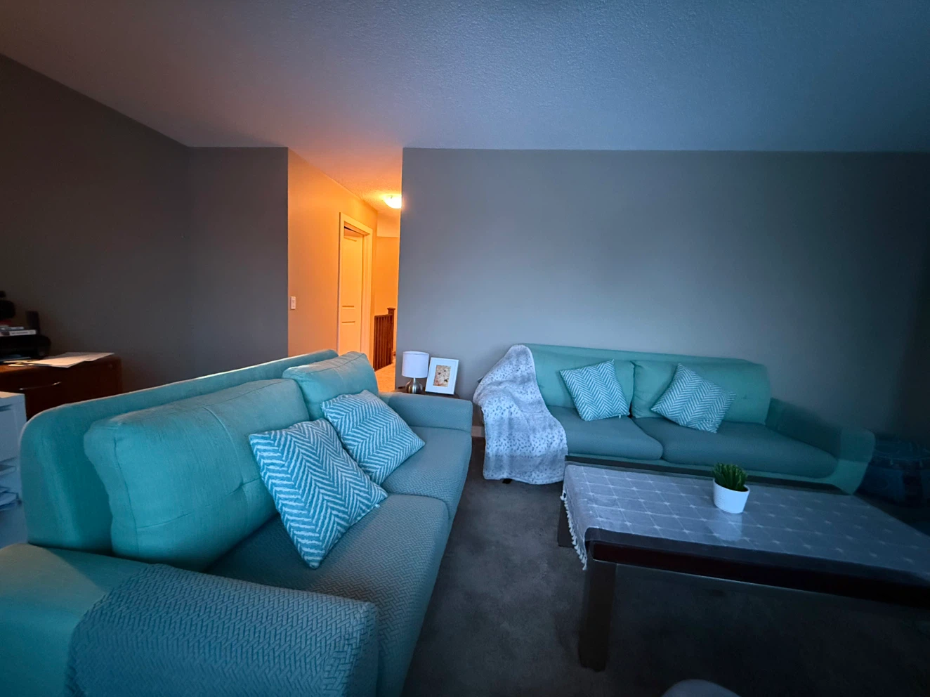 Teal Fabric Sofa Set sectional - photo 3
