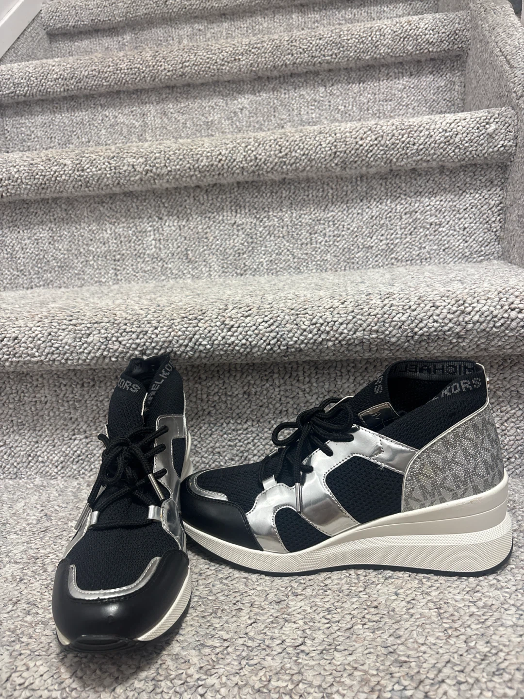Brand new Michael Kors Wedge Sneakers Black and Silver - photo 2
