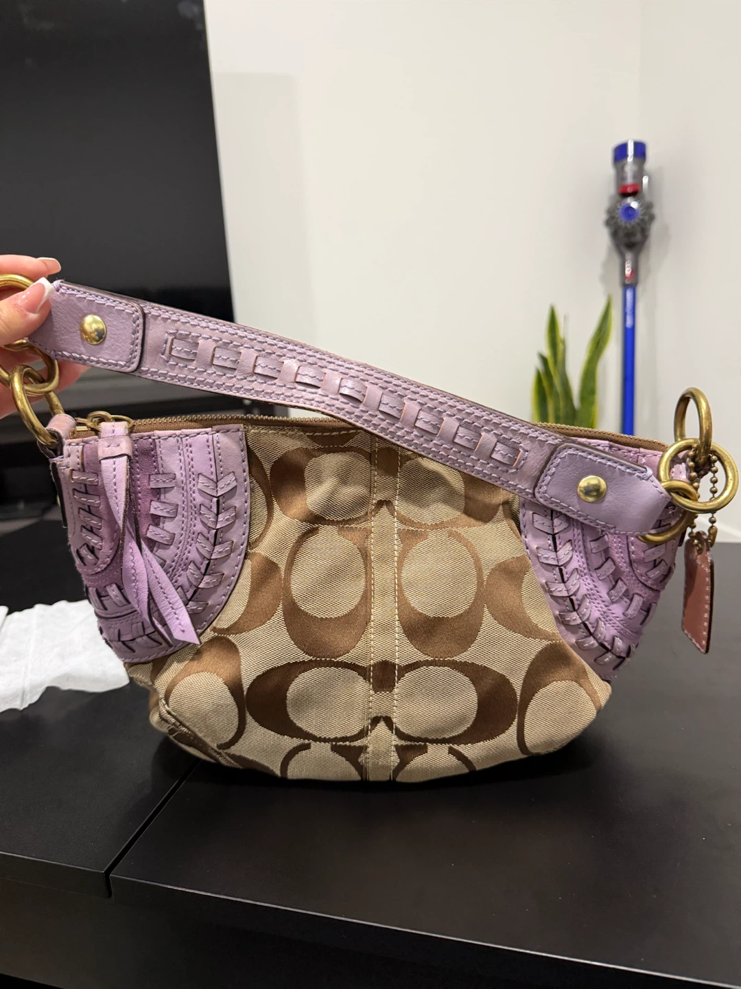 Coach Signature Hobo Bag Lavender and Beige - photo 2
