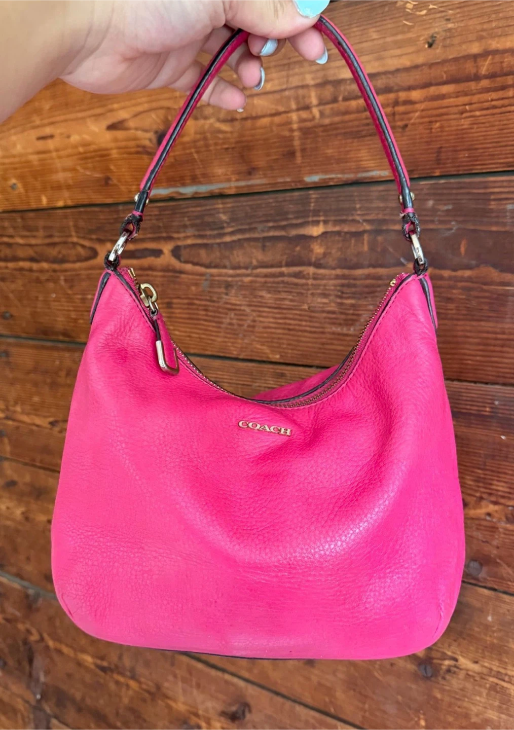 Coach Hot Pink Leather Hobo Bag