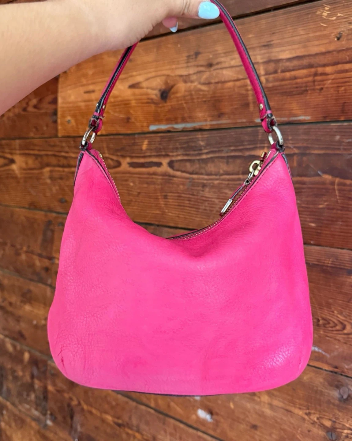 Coach Hot Pink Leather Hobo Bag - photo 2