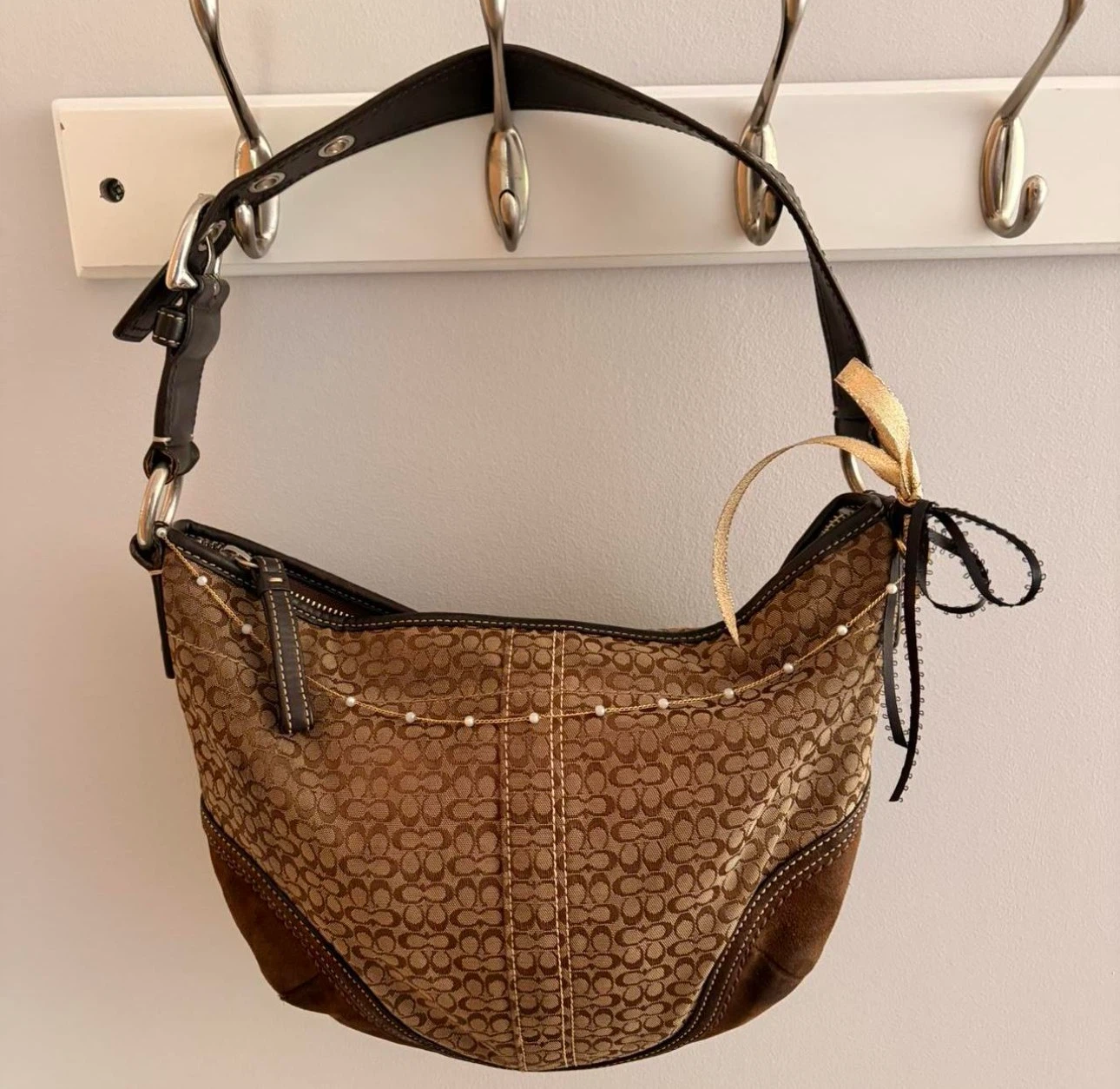 Coach brown monogram hobo bag