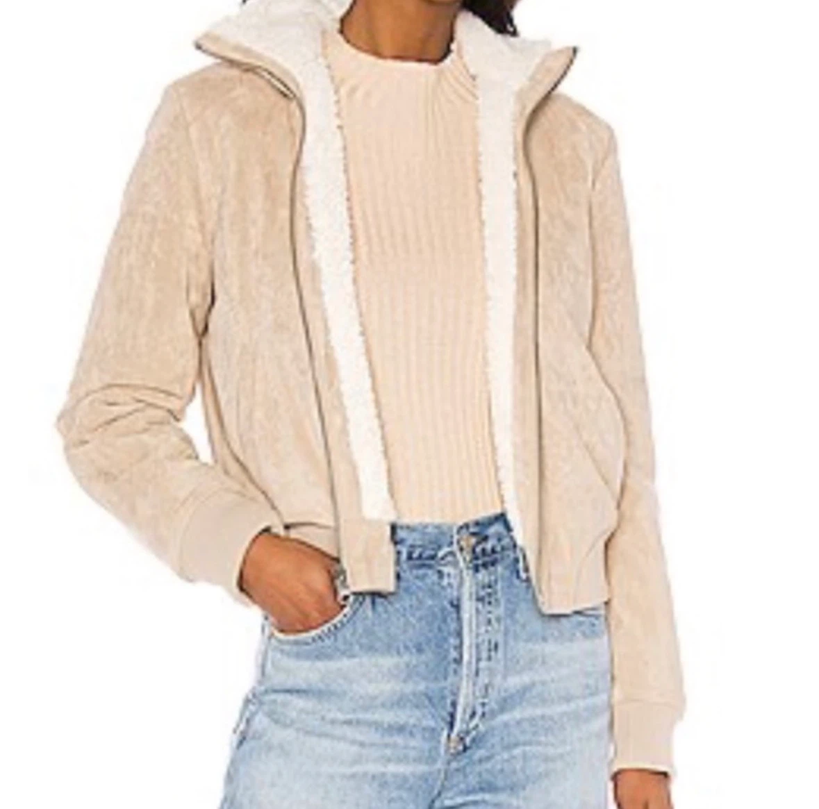 Reversible Faux Suede and Sherpa Bomber Jacket