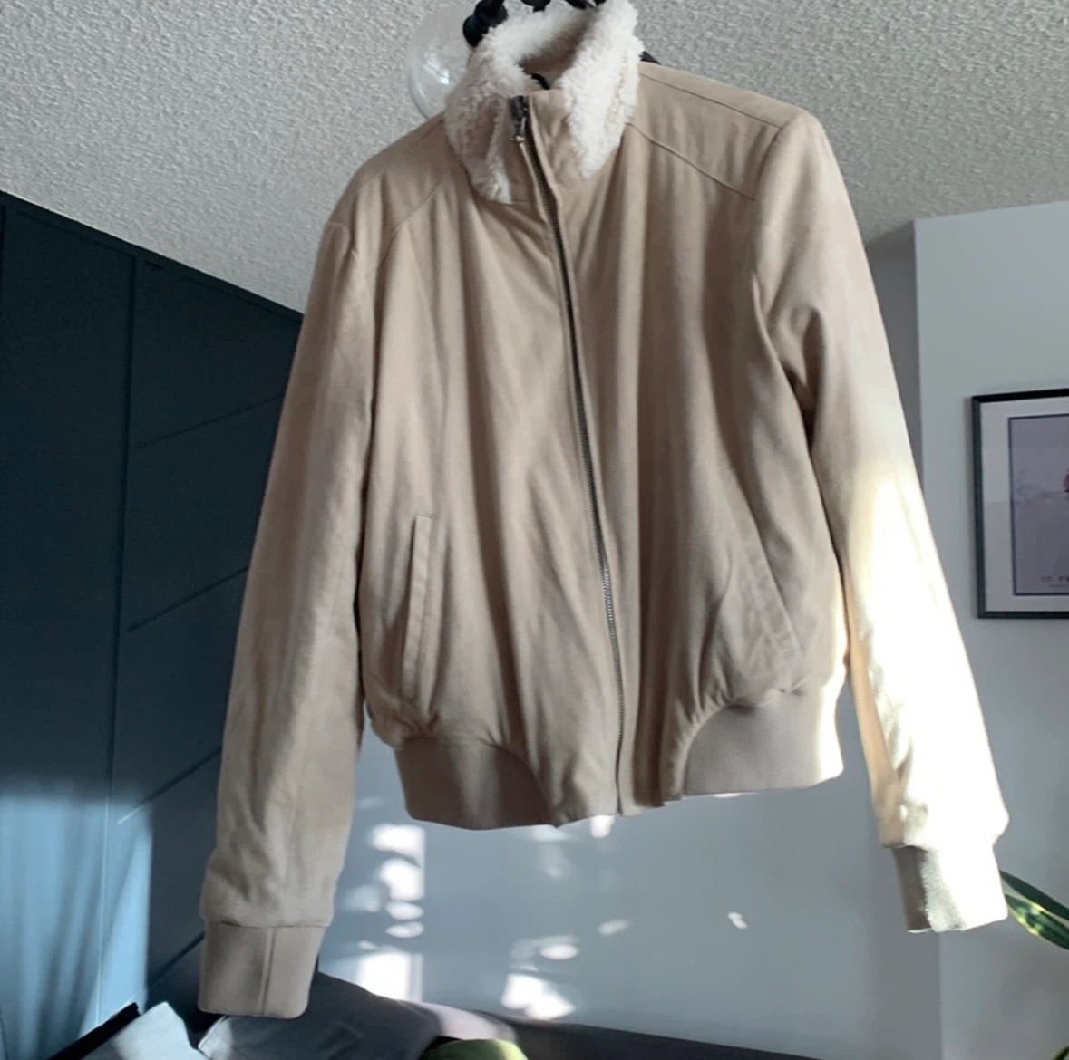 Reversible Faux Suede and Sherpa Bomber Jacket - photo 4