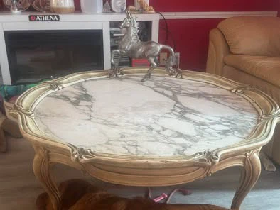 Ornate Round Marble Coffee Table - photo 2