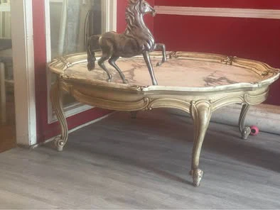 Ornate Round Marble Coffee Table - photo 3