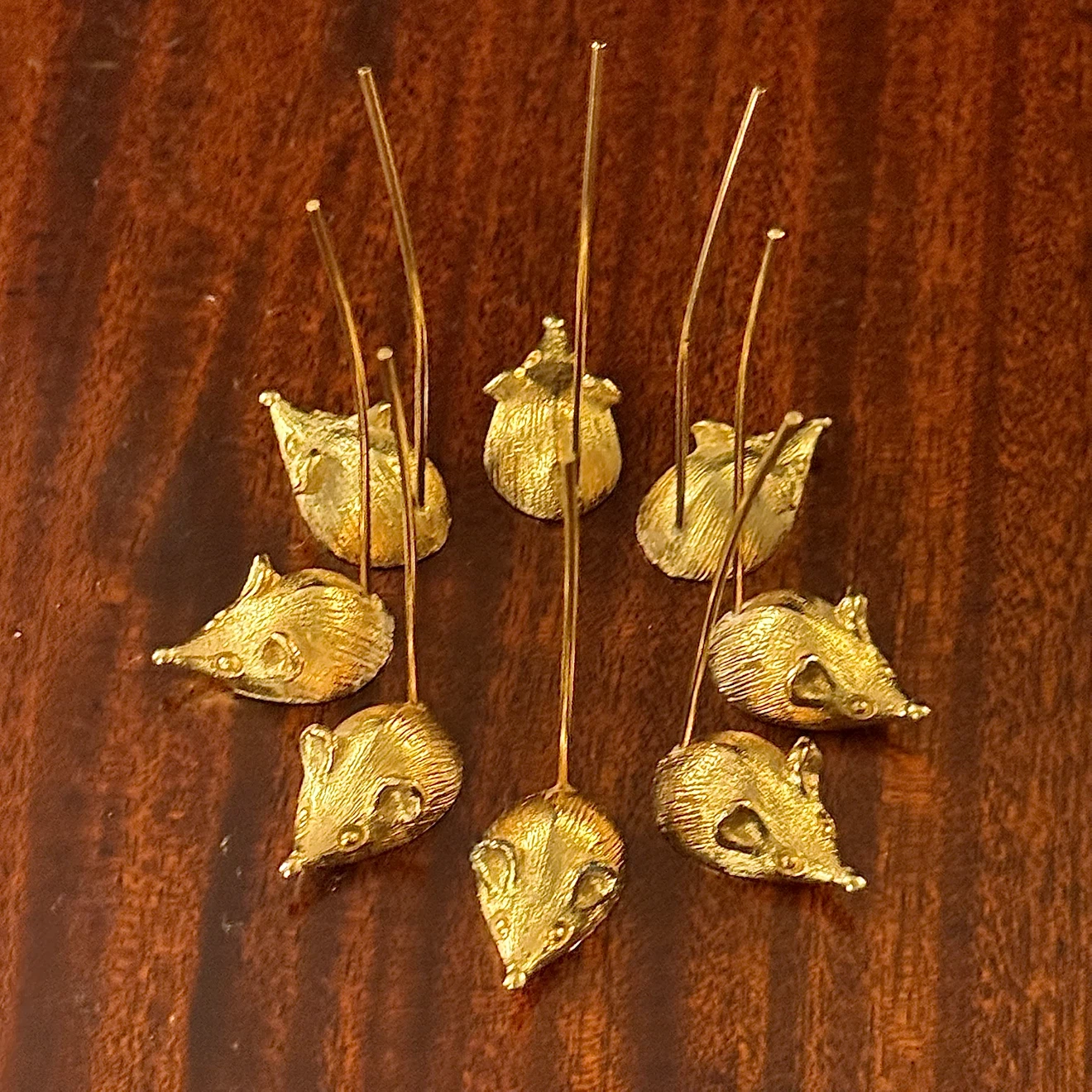 Extremely rare Napier MCM gold plated 1960s mice cheese picks