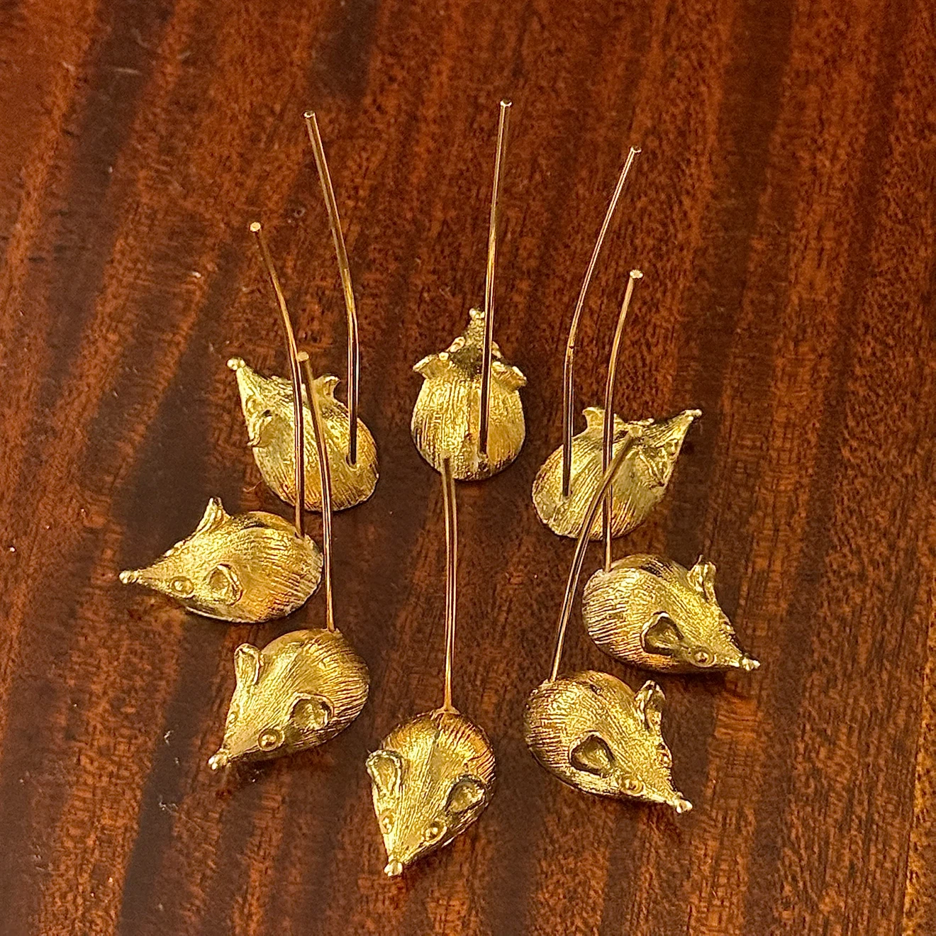Extremely rare Napier MCM gold plated 1960s mice cheese picks - photo 2