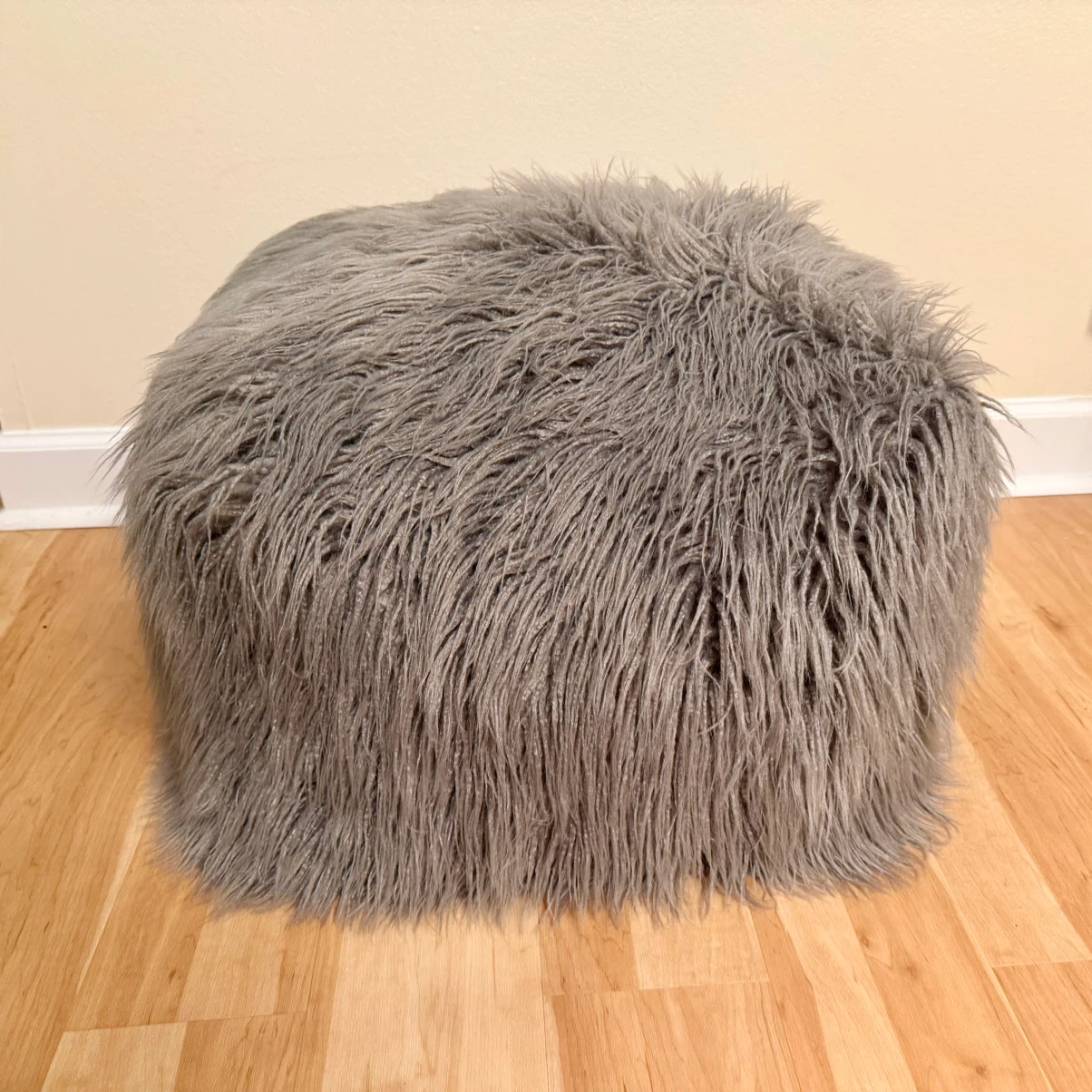 Gray Shag Fur Pouf - photo 3