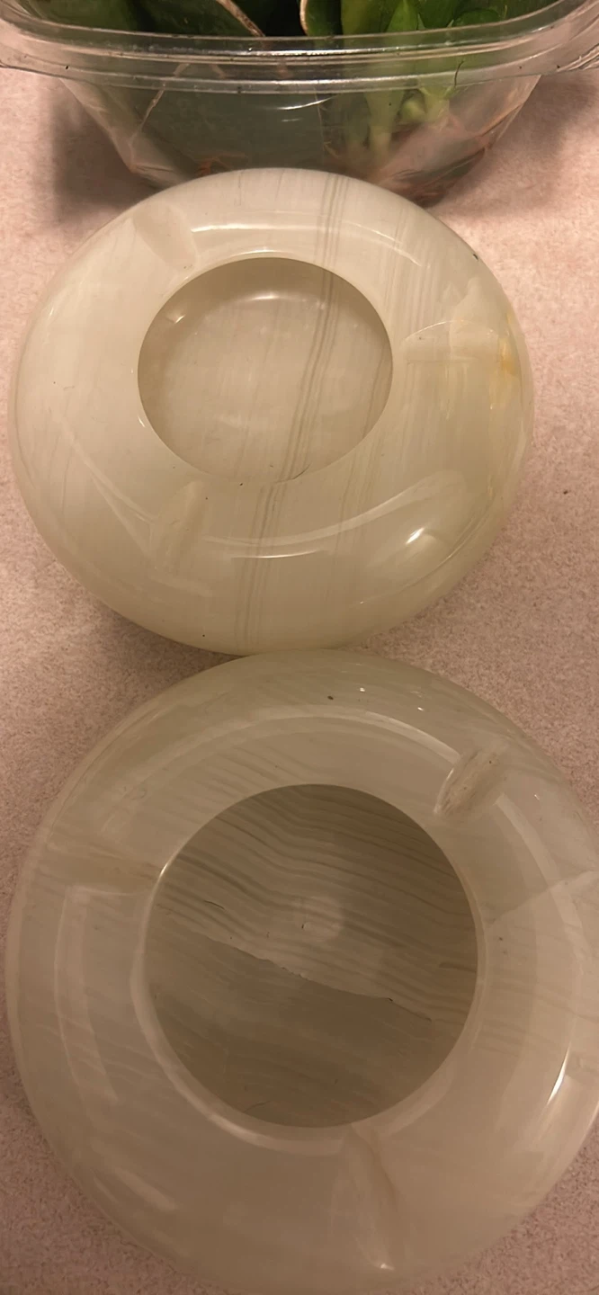 Set of Two Onyx Stone Ashtrays