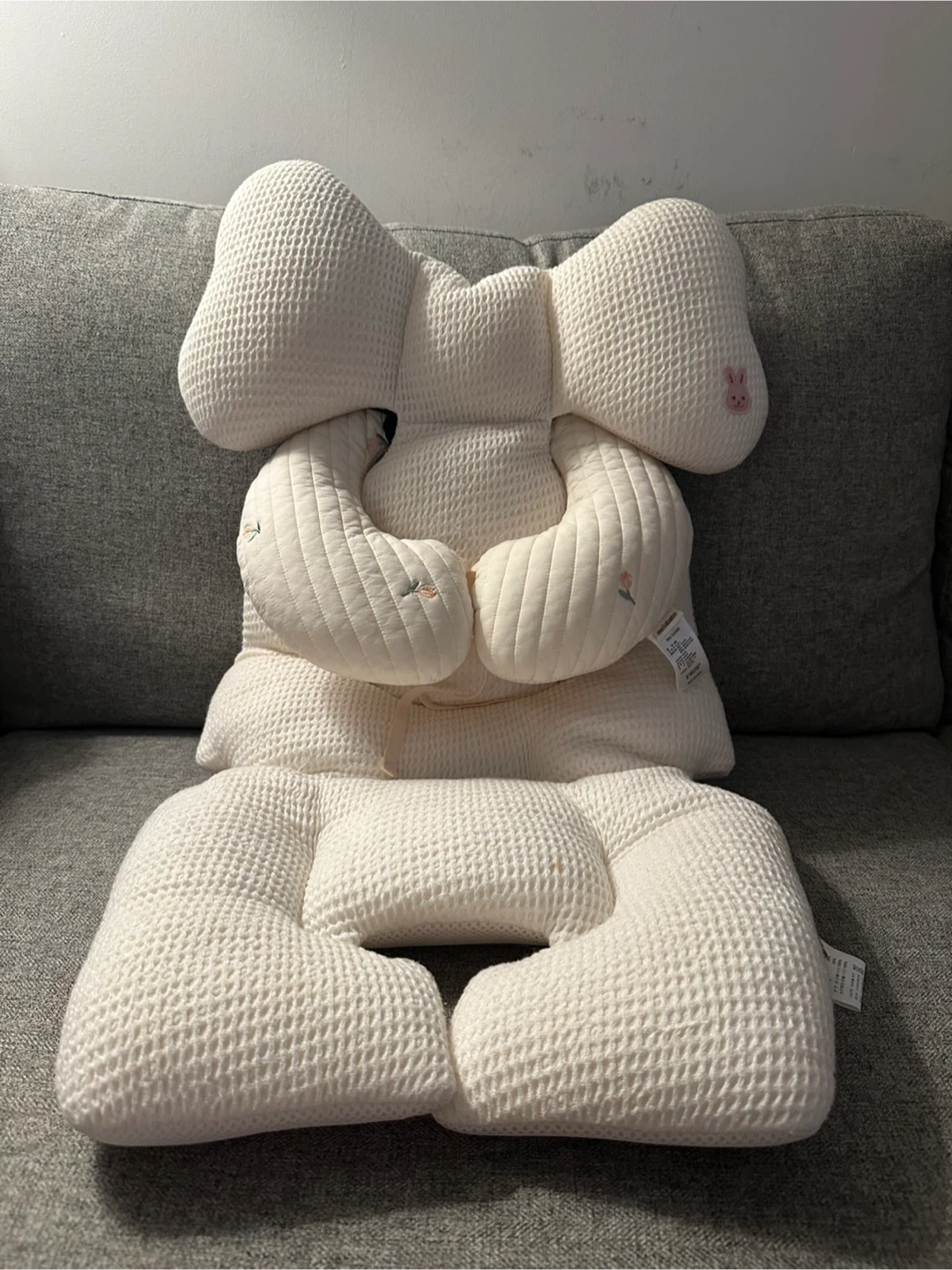 Modal Waffle Stroller Liner + Neck Pillow Set (Ivory)