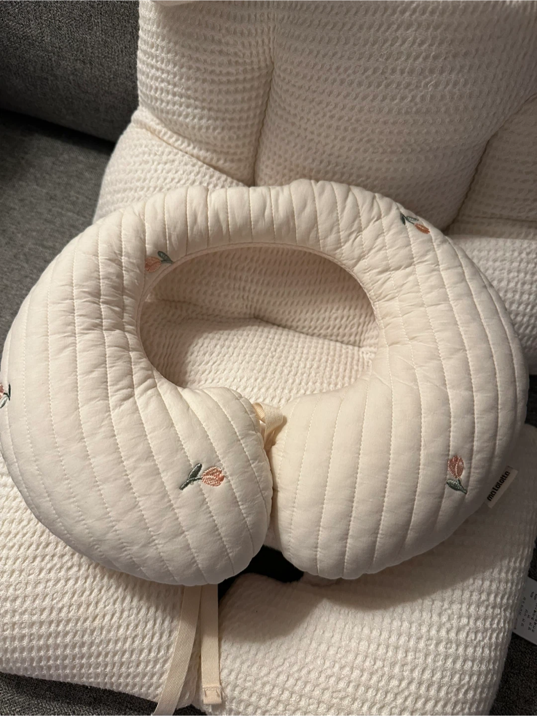 Modal Waffle Stroller Liner + Neck Pillow Set (Ivory) - photo 3