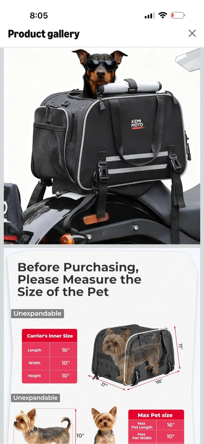Kemimoto Pet Motorcycle Carrier Bag