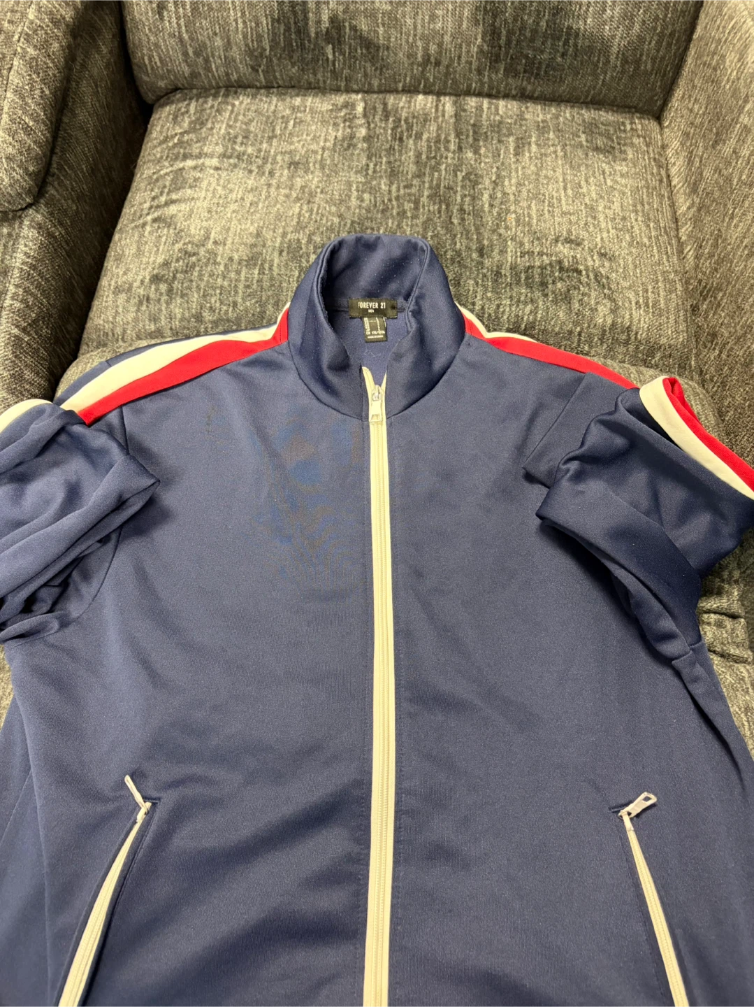 Forever 21 Men's Navy Zip-Up Track Jacket