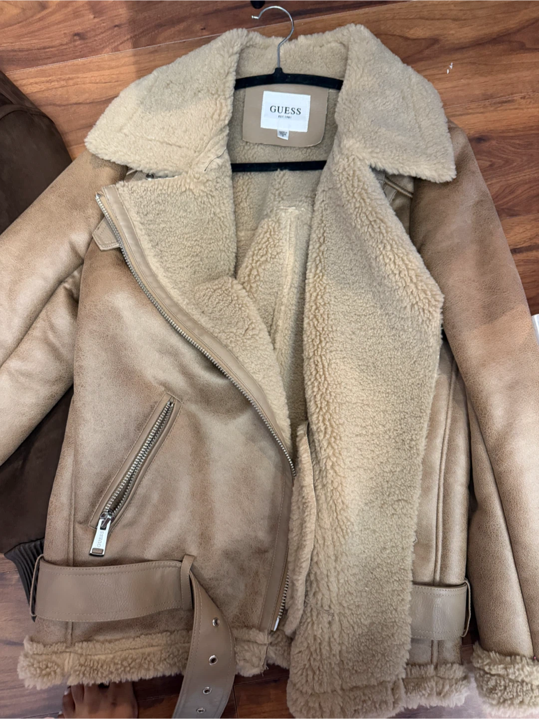 Guess Faux Shearling Biker Jacket