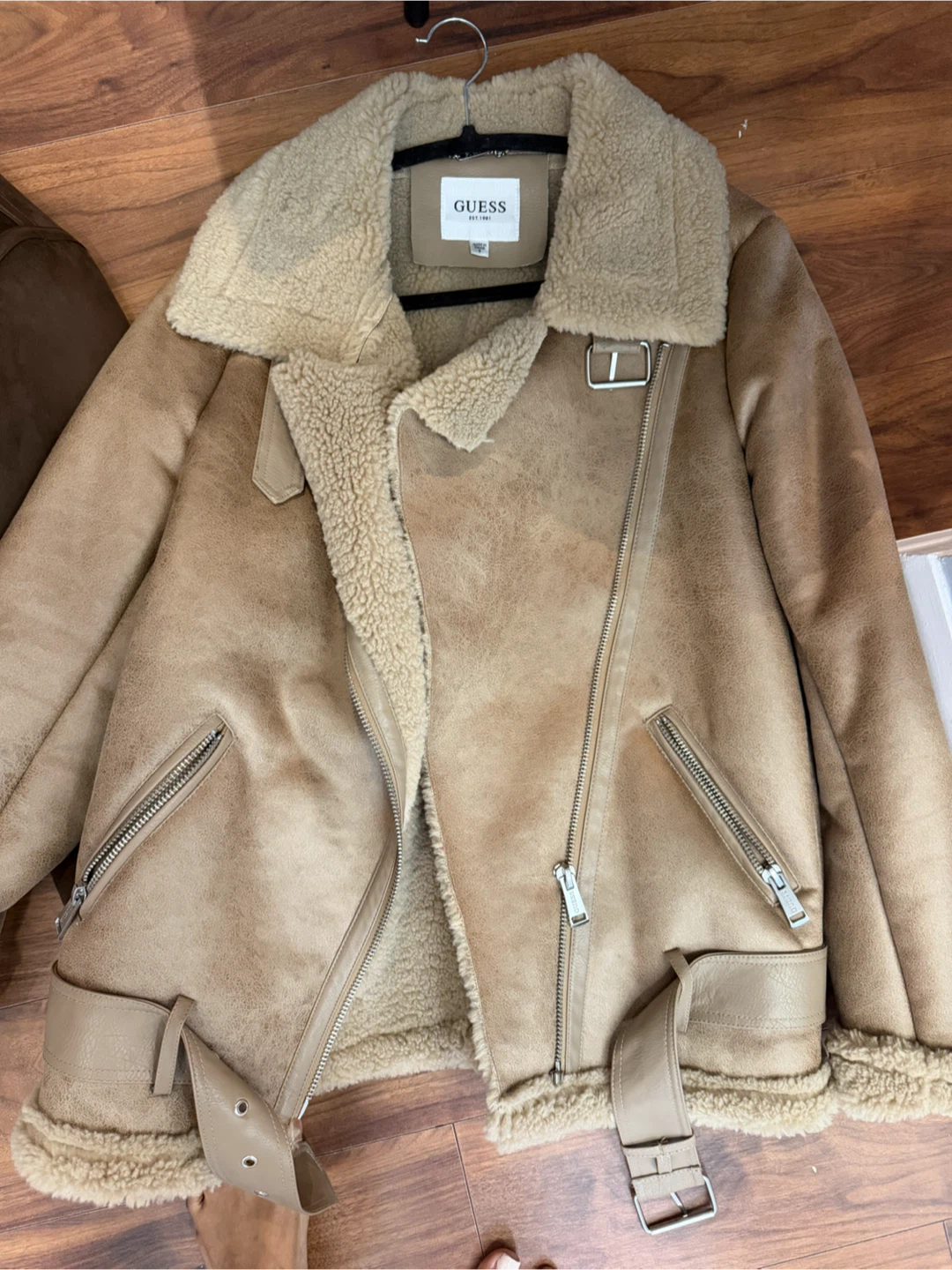 Guess Faux Shearling Biker Jacket - photo 2