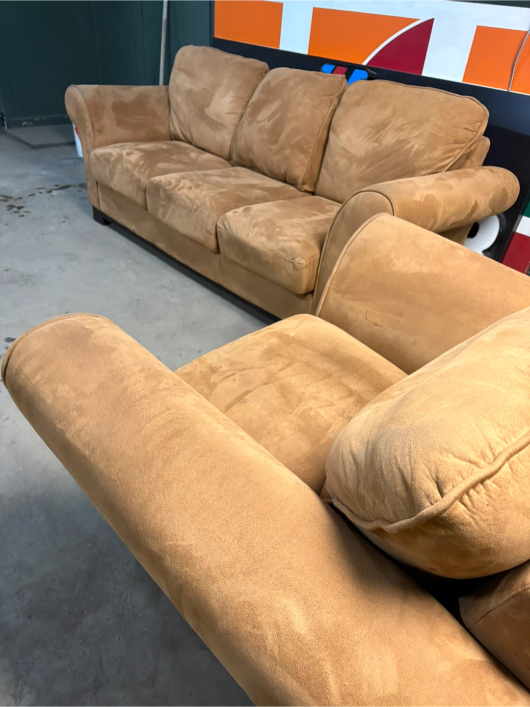 Tan microfiber tan orange Sofa and Armchair Set - photo 3