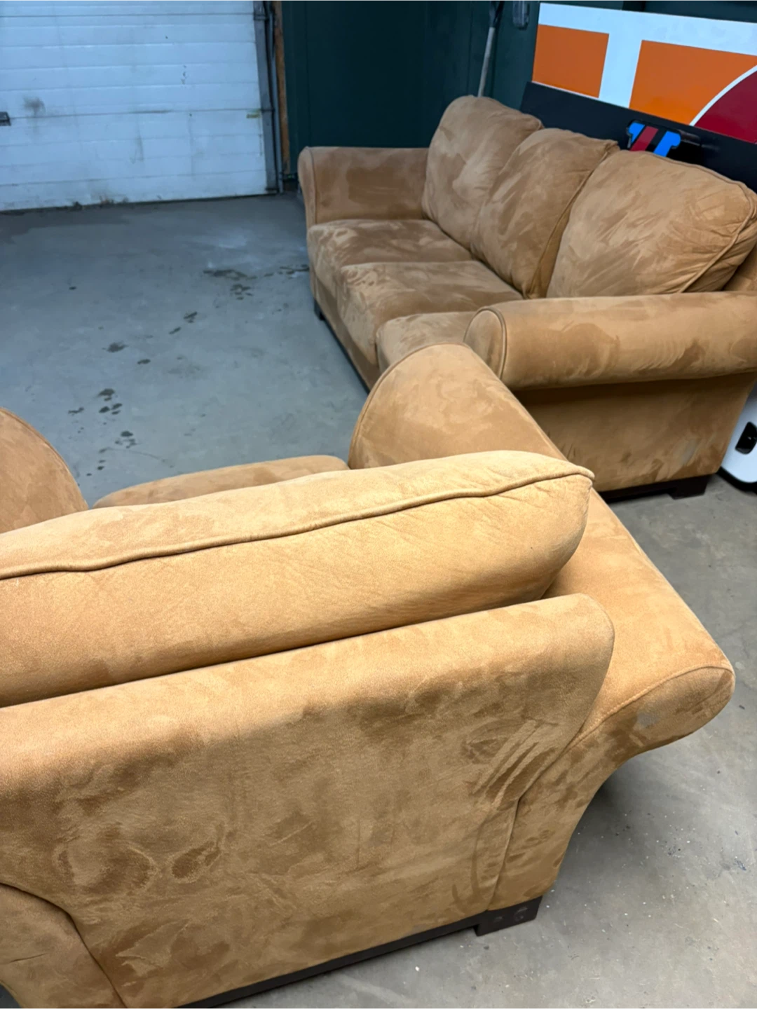 Tan microfiber tan orange Sofa and Armchair Set - photo 4