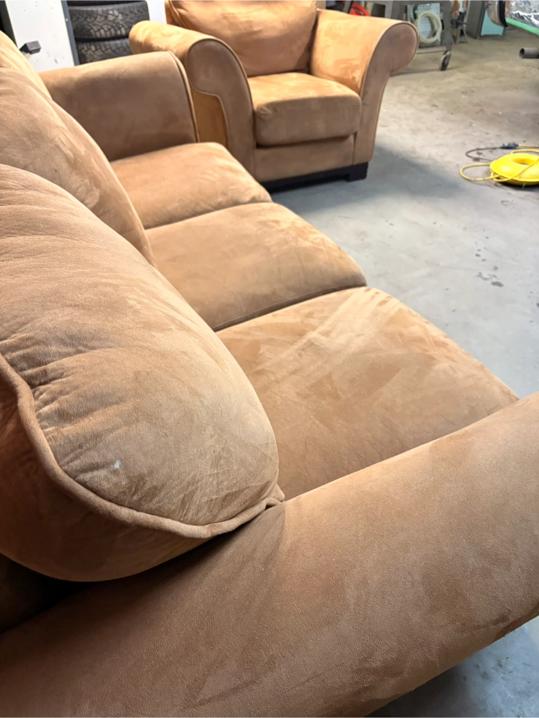 Tan microfiber tan orange Sofa and Armchair Set - photo 5