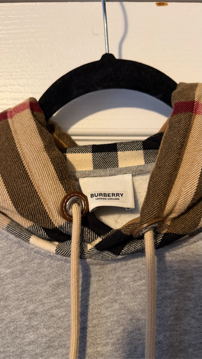 XS Oversized Burberry Check Hood Hoodie