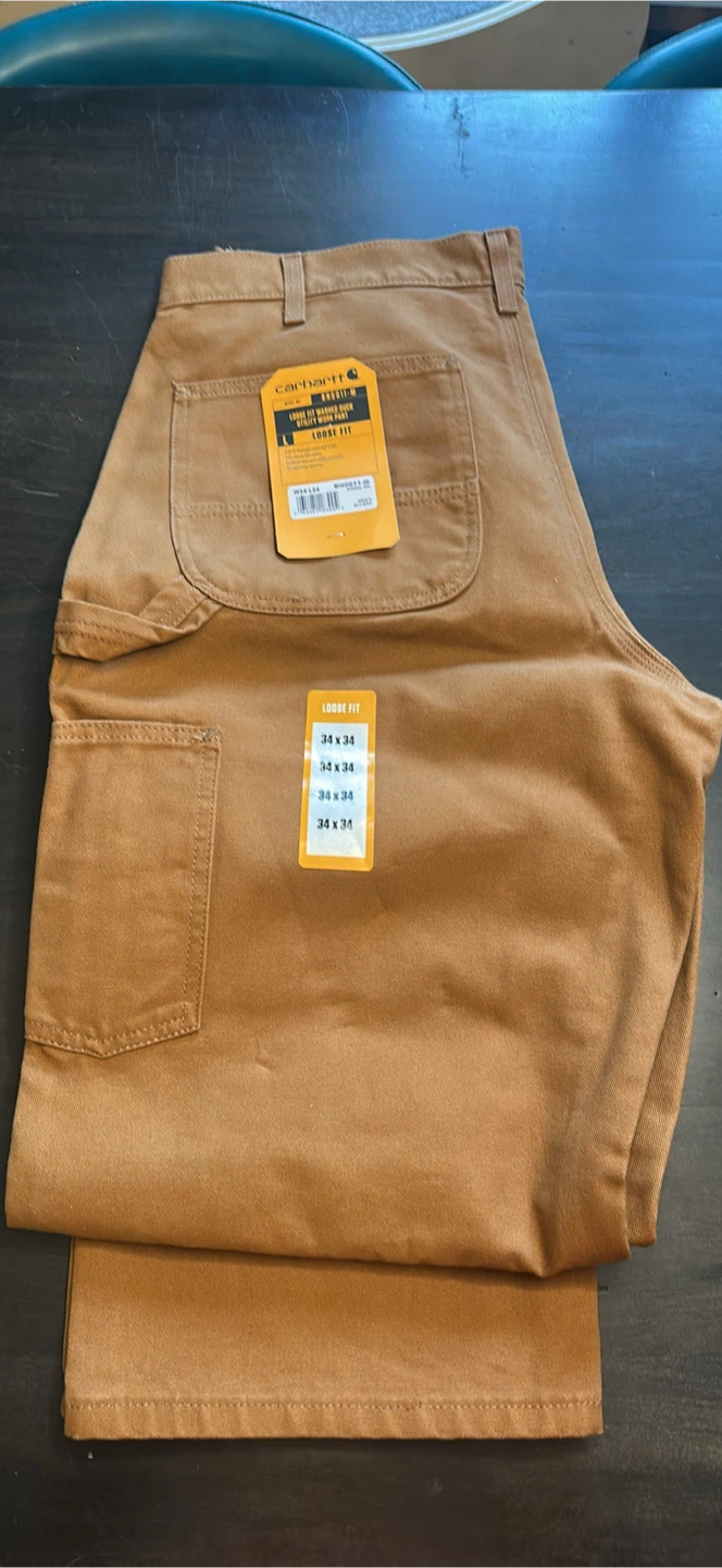 34 x 34 Carhartt Loose Fit Washed Duck Work Pants