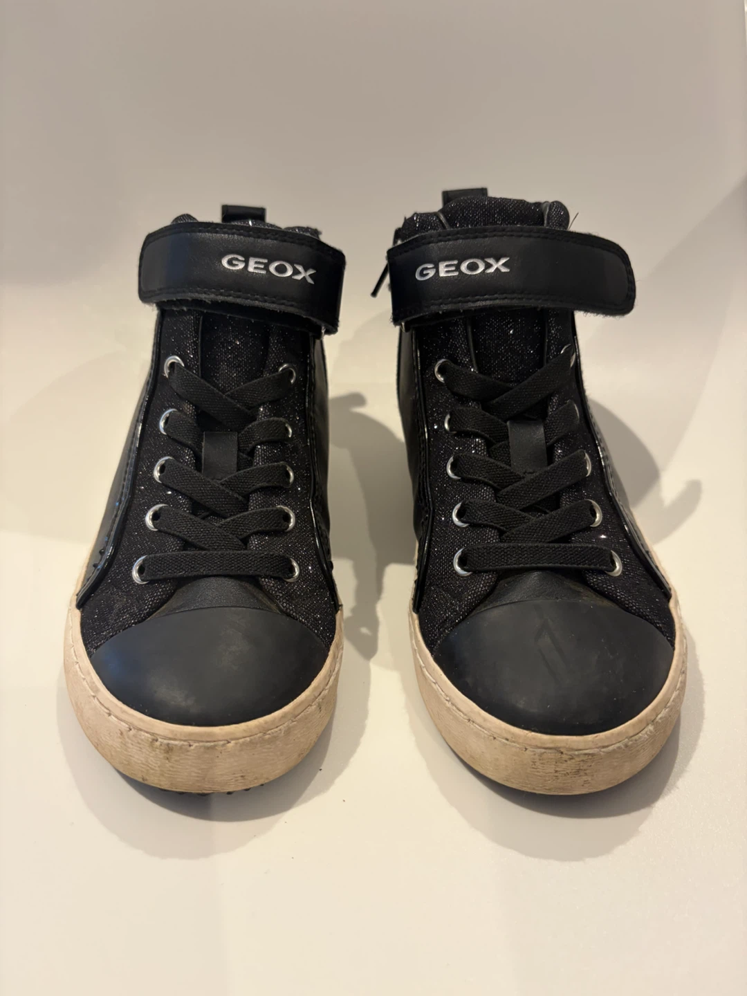 Geox Black Glitter High-Top Sneakers