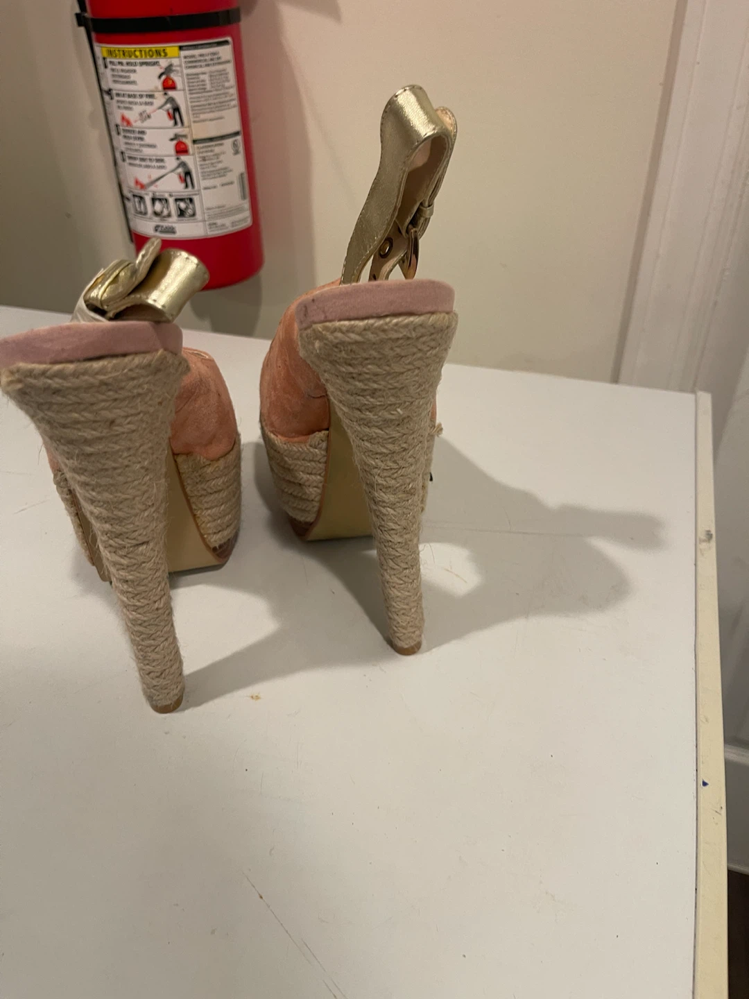 N.Y.L.A. Pink Suede Peep Toe Platform Heels - photo 2