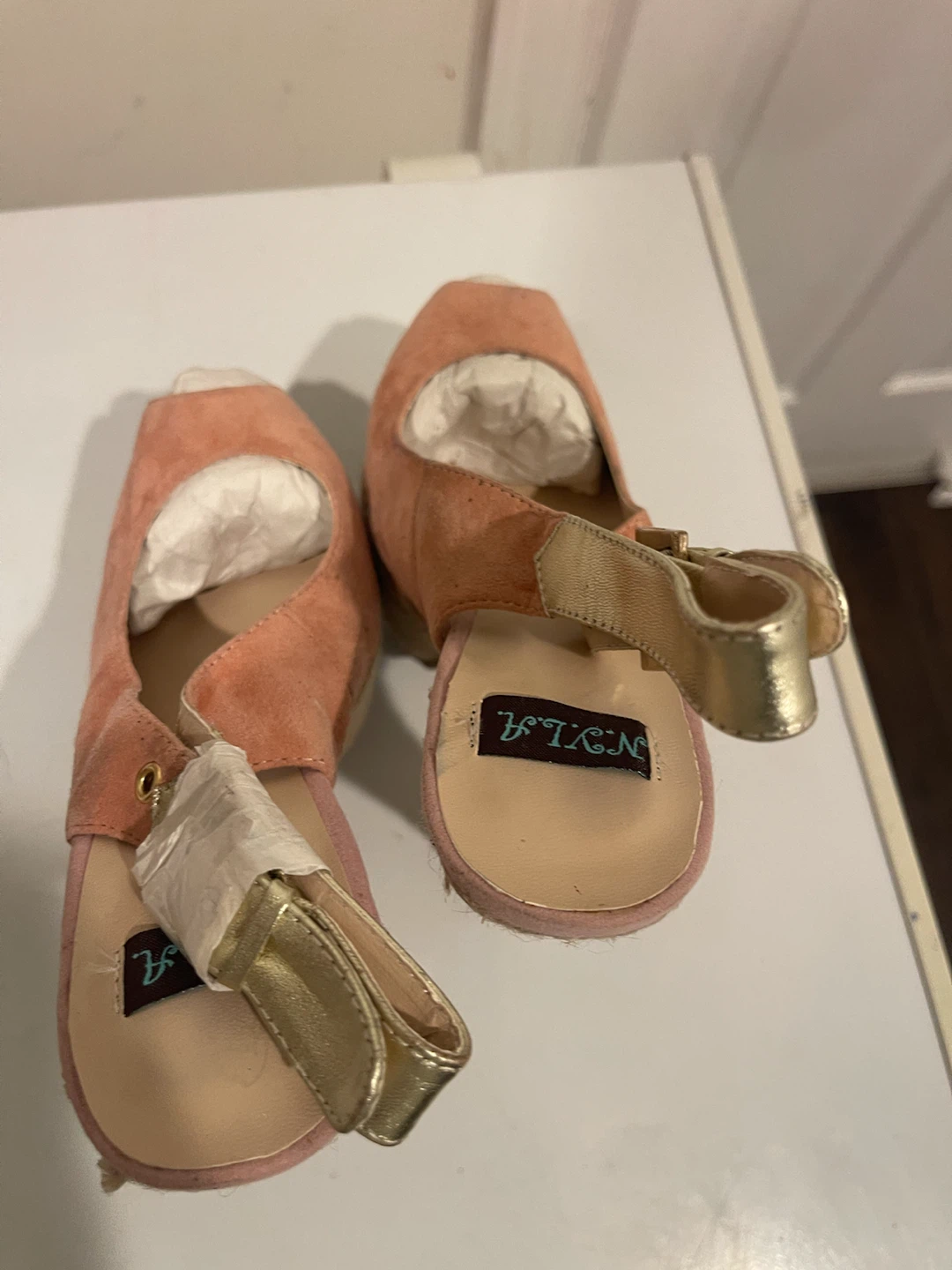 N.Y.L.A. Pink Suede Peep Toe Platform Heels - photo 3