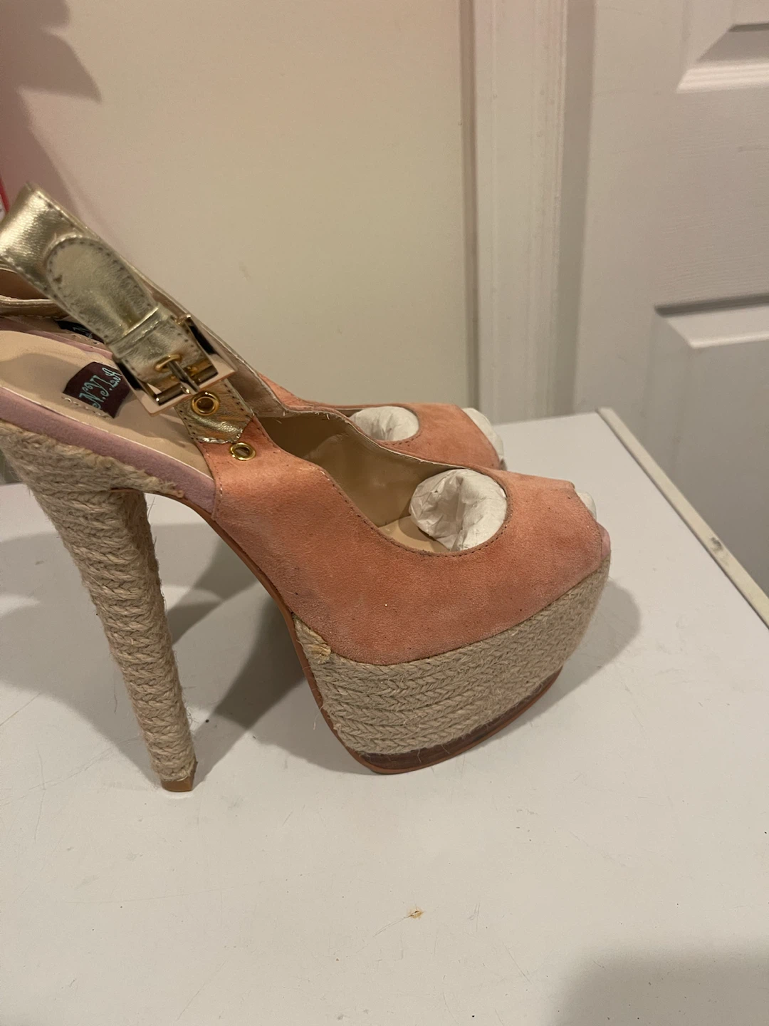 N.Y.L.A. Pink Suede Peep Toe Platform Heels - photo 4