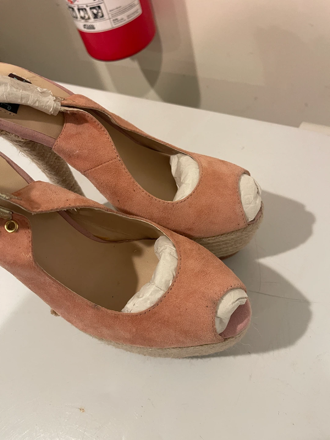 N.Y.L.A. Pink Suede Peep Toe Platform Heels - photo 5