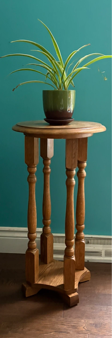 Solid Oak Round Plant Stand