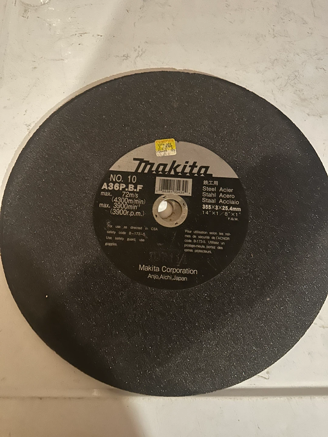 Makita 14-inch Steel Cutting Cut-off Wheel