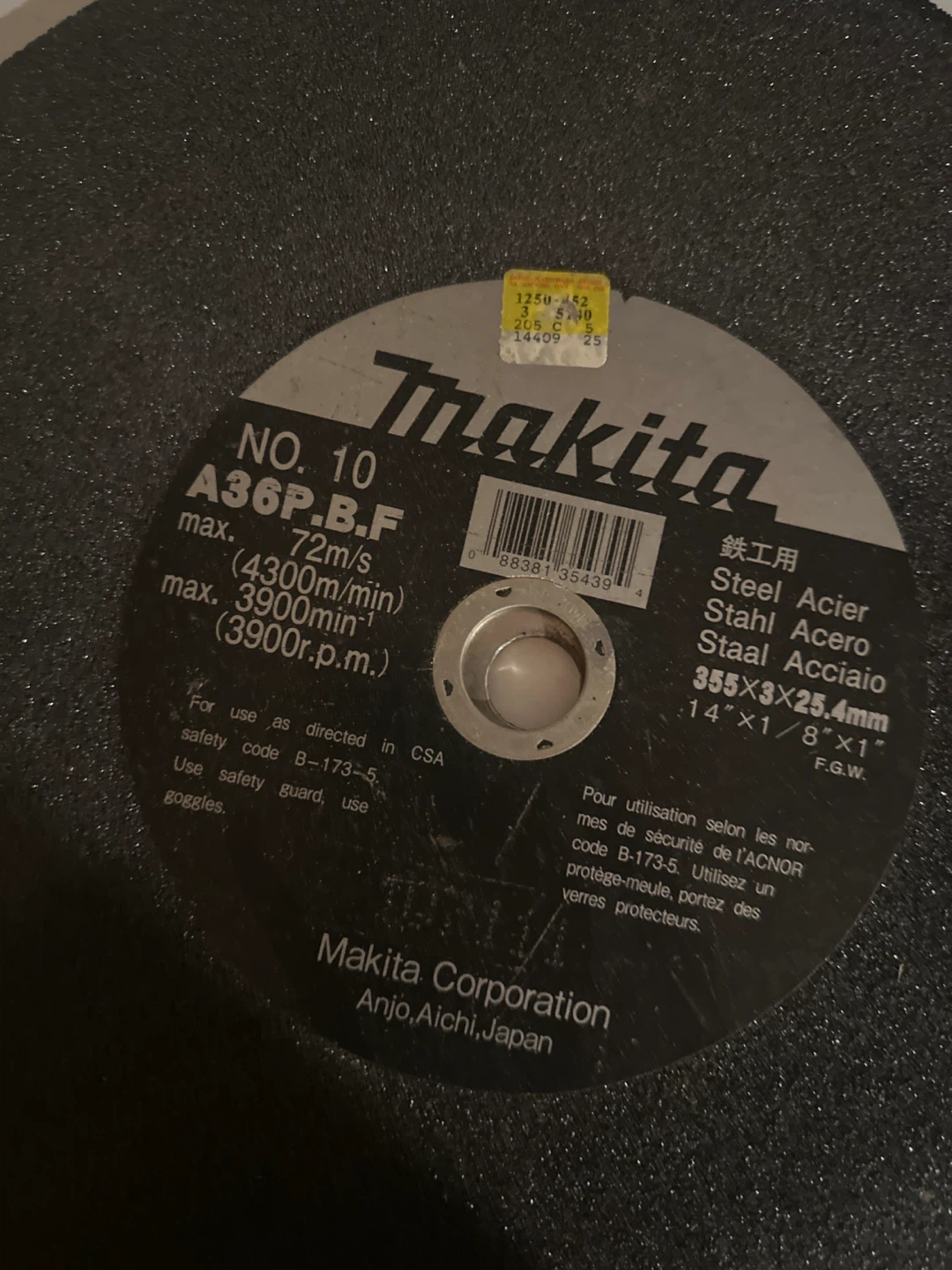 Makita 14-inch Steel Cutting Cut-off Wheel - photo 2